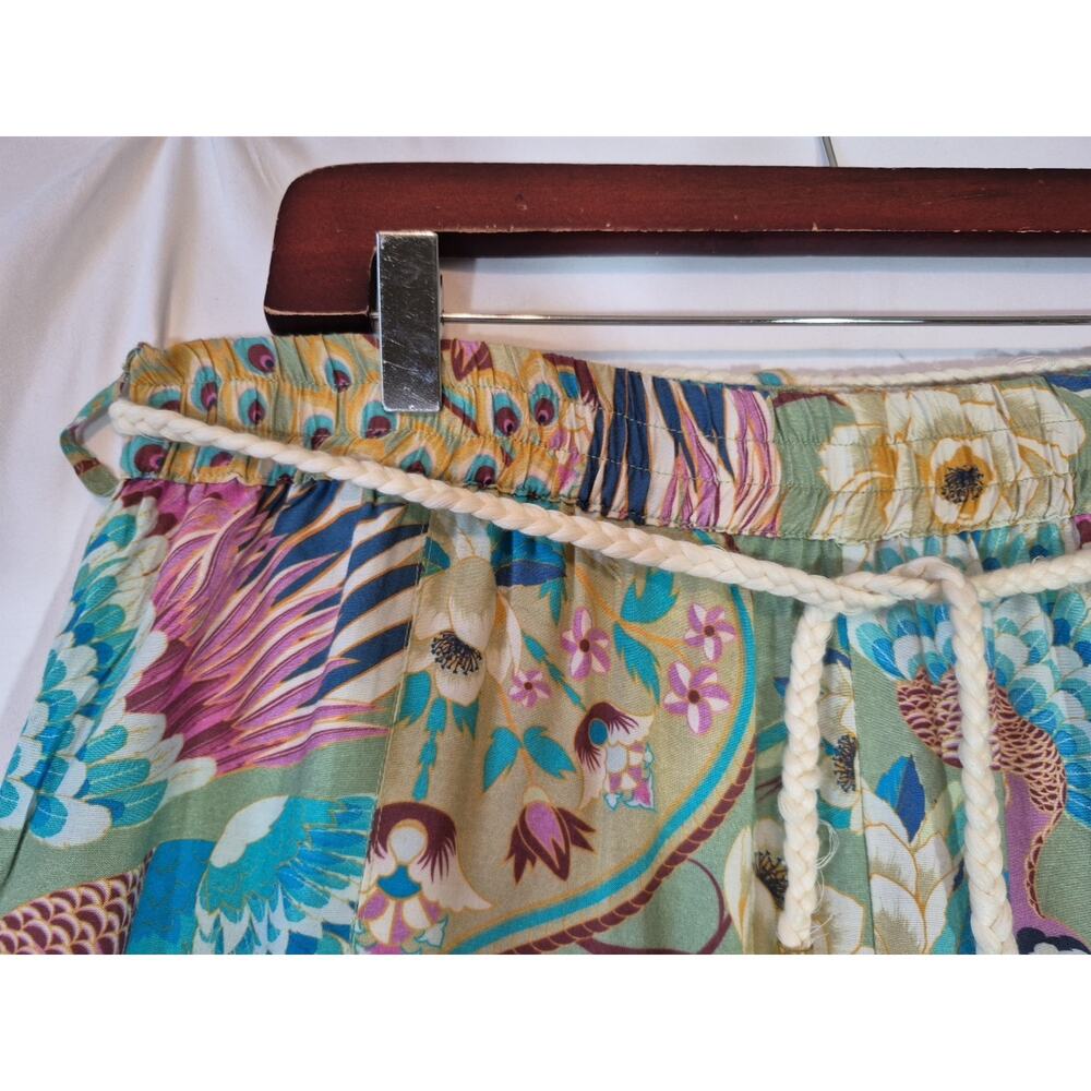 Aratta Silent Journey Wide Leg Pants Sage Green Bird Floral XL New w/Tag - Picture 5 of 15